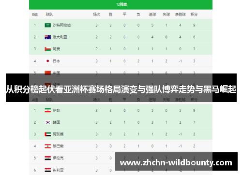从积分榜起伏看亚洲杯赛场格局演变与强队博弈走势与黑马崛起